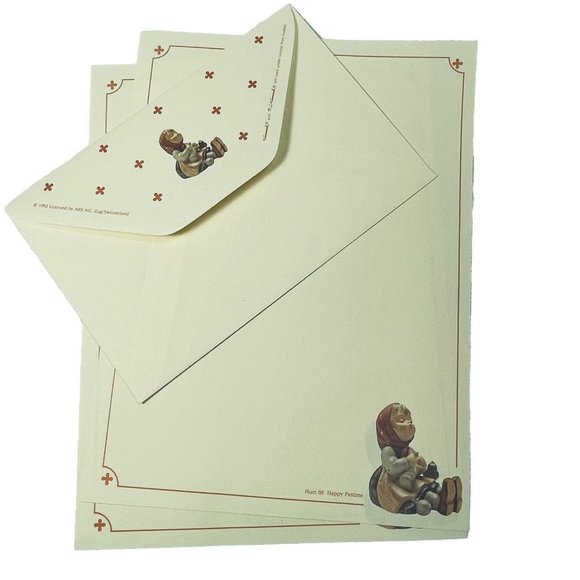 Vintage 1992 Hummel Stationary Hum #69 Happy Pastime 2 Sheets 1 Envelope Unused - Picture 3 of 11
